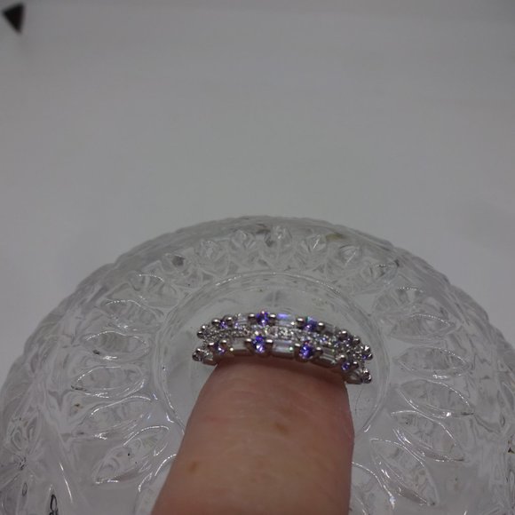 Beautiful "CUBIC ZIRCONA & AMETHYST" Handmade Silver Band Size 7.75  #499 - Picture 3 of 3